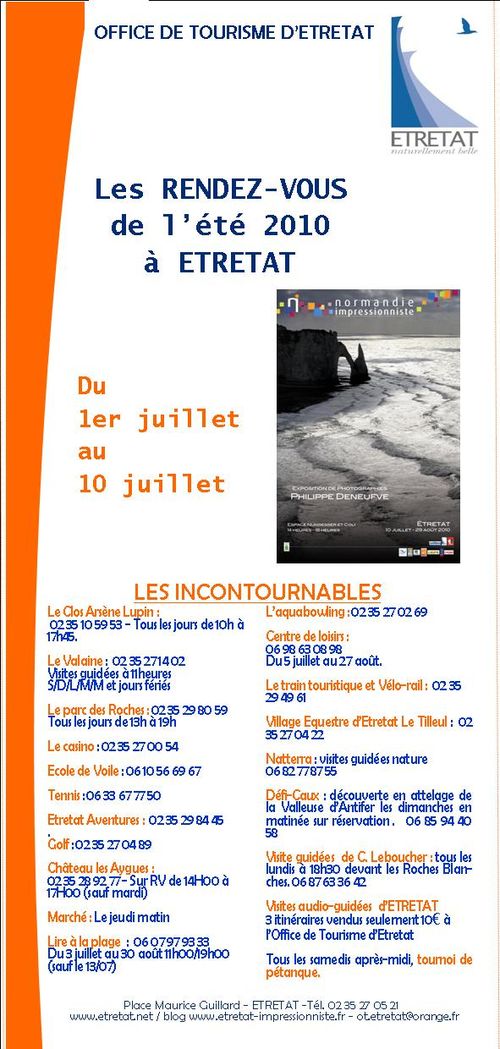 Agenda du 1er au 10 juillet 2010 (recto)
